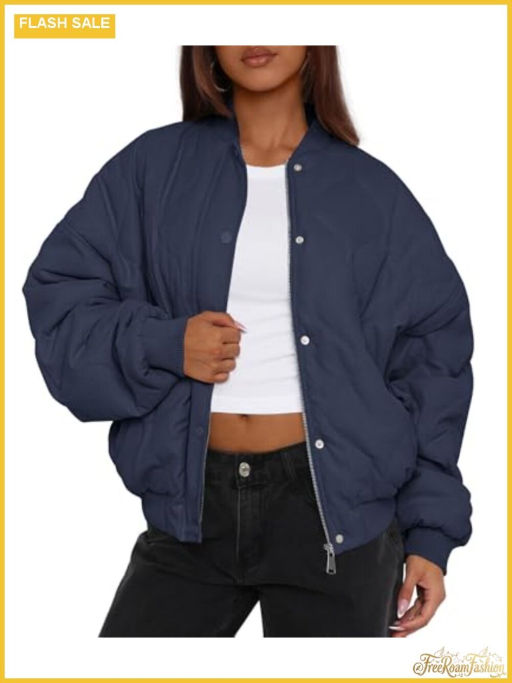 PRETTYGARDEN Quilted Bomber Jacket Lightweight Winter Coat Full Zip Long Sleeve